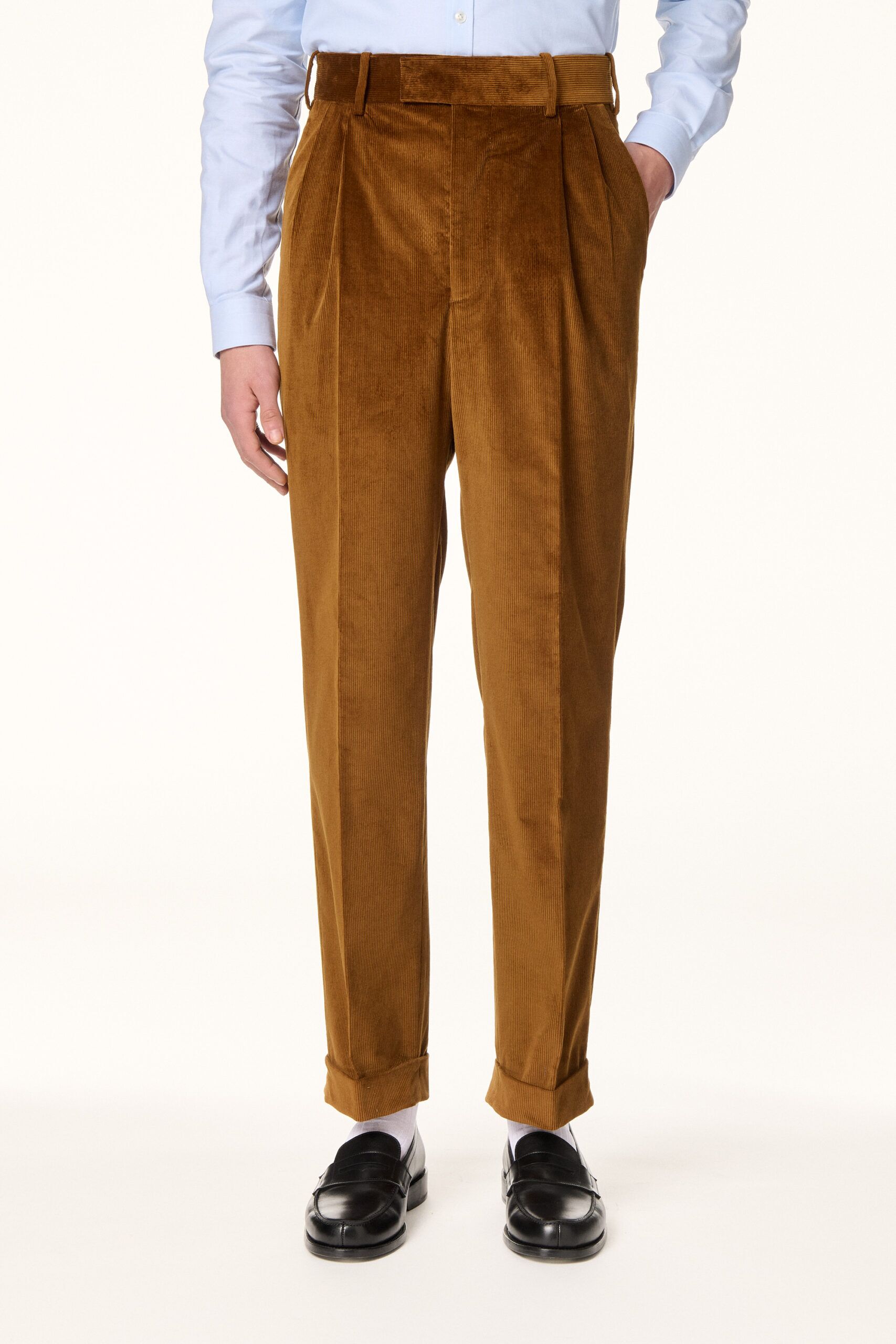 Costume Croisé Velours Côtelé Camel Ambré