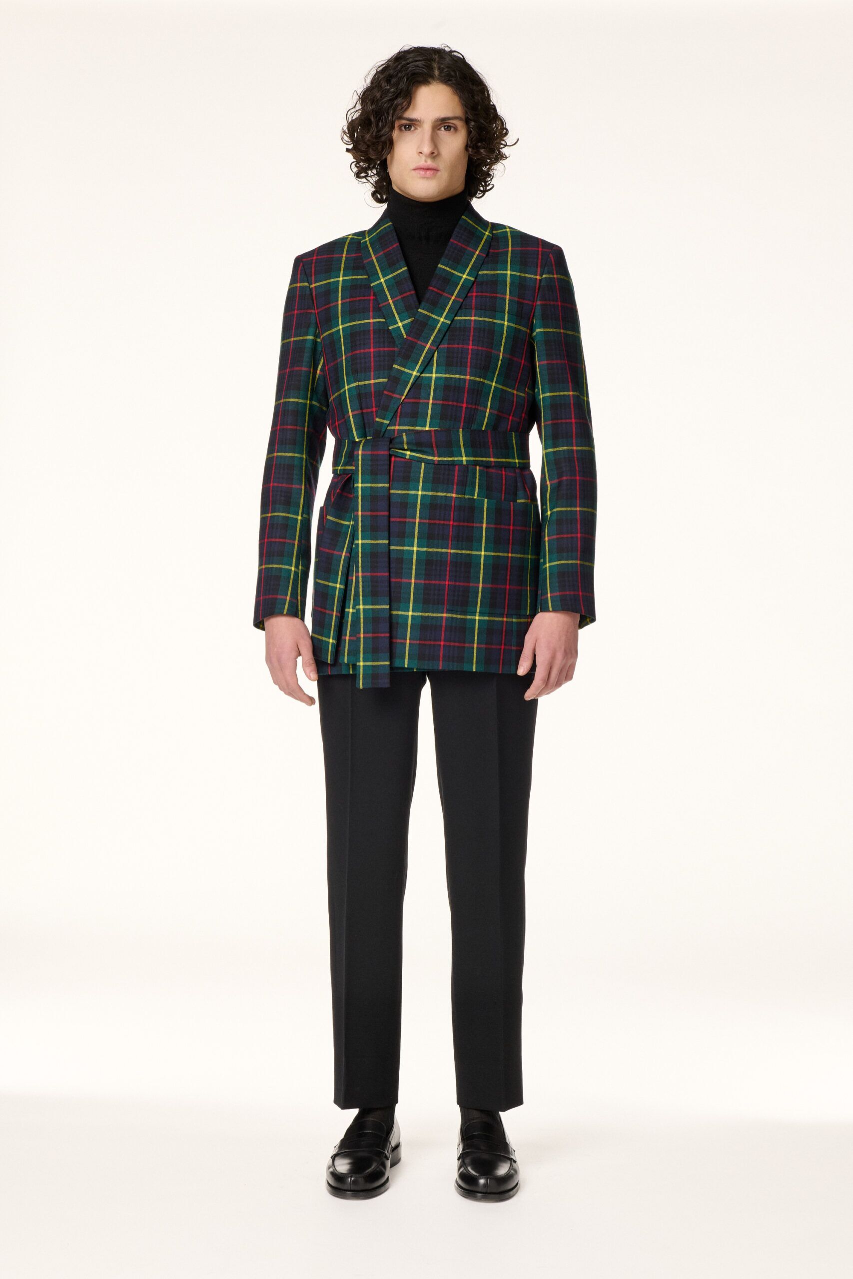 Veste Peignoir Tartan Bleu