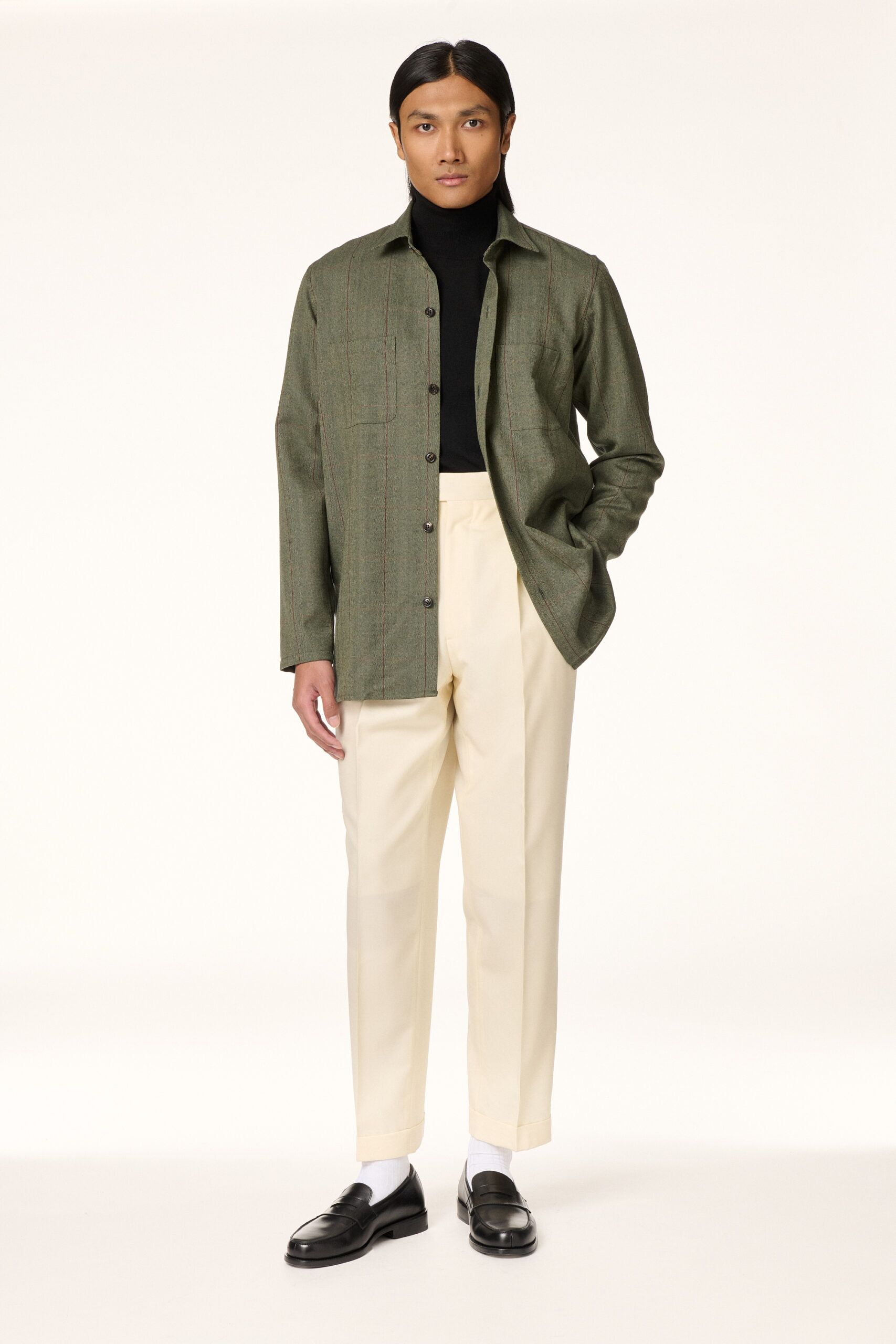 Sur-Chemise Tweed Vert Vieilli