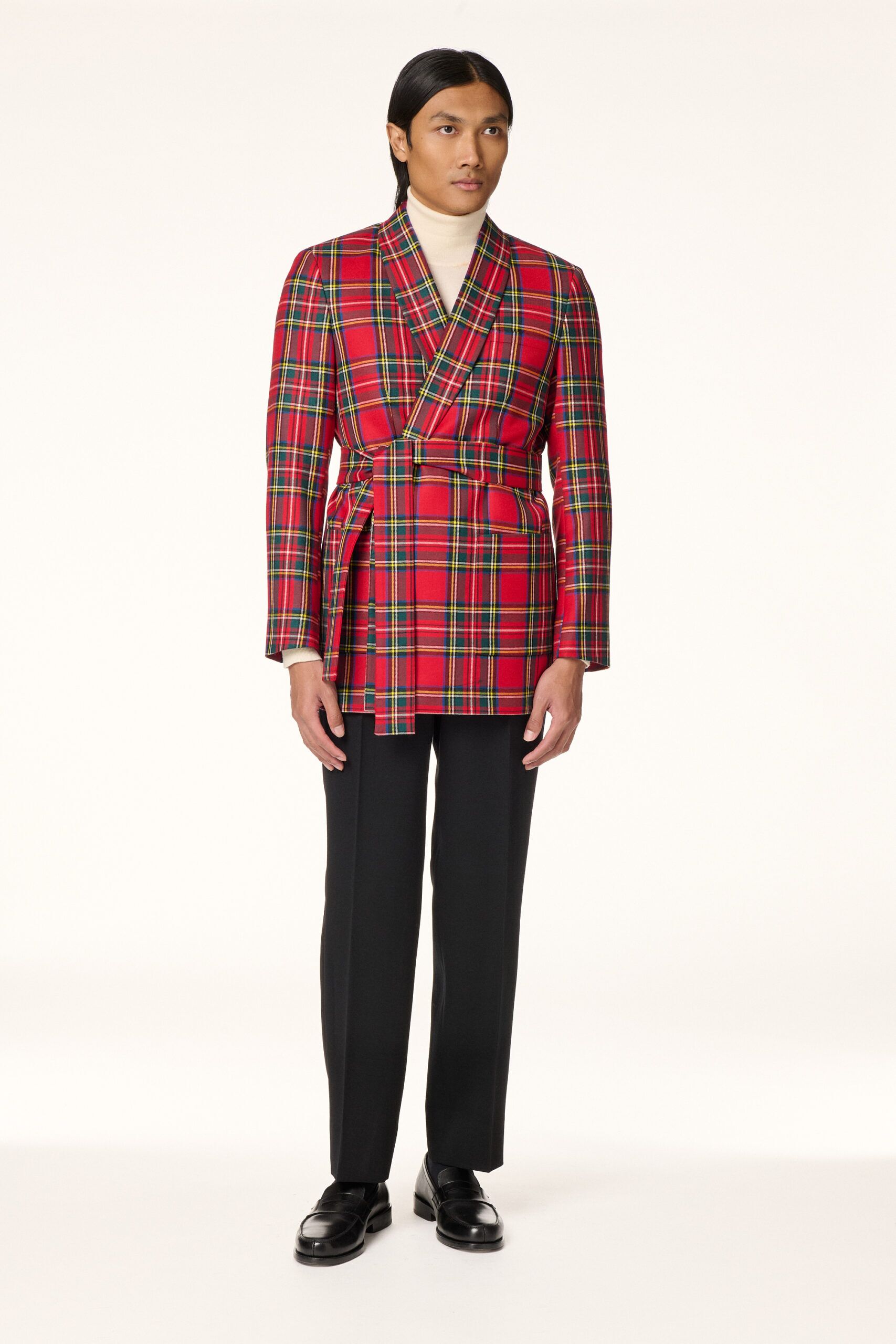 Veste Peignoir Tartan Rouge
