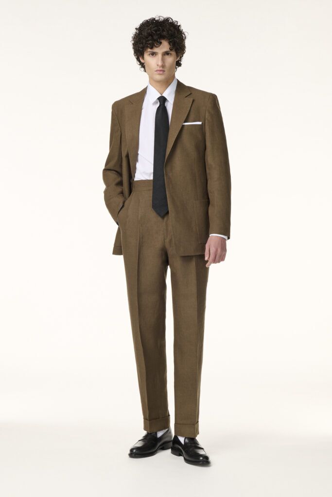 Costume Sur-Mesure en Lin Tabac Brun | Rives Paris © /2