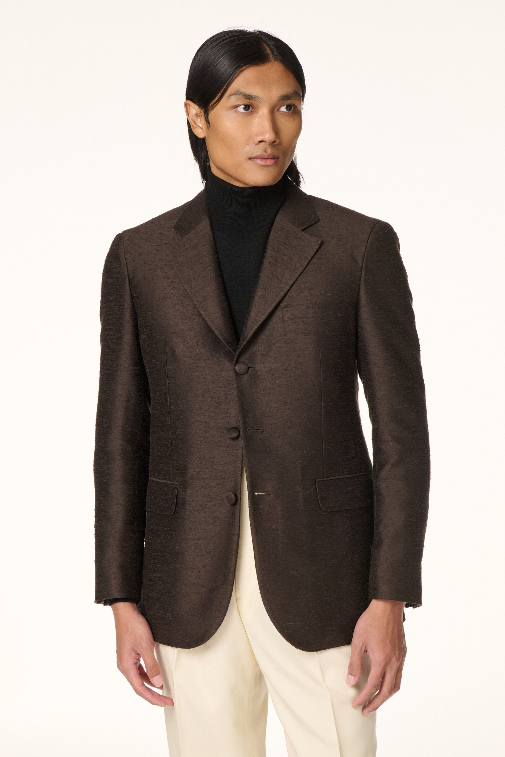 Brown Shantung Silk Jacket