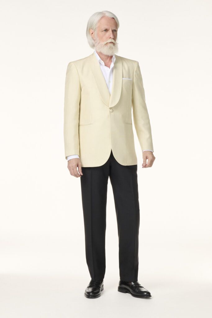 Veste de Smoking Sur-Mesure en Shantung de Soie Blanc Cassé | Rives Paris © /3