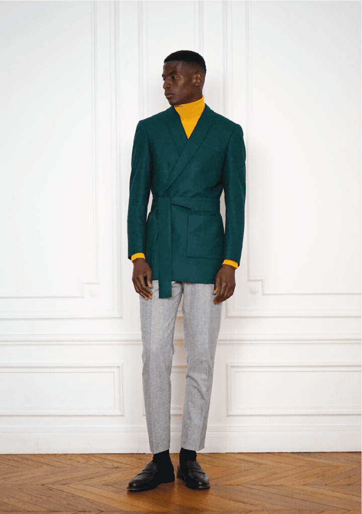Veste Peignoir Sur-Mesure Flanelle Vert | Rives Paris ©