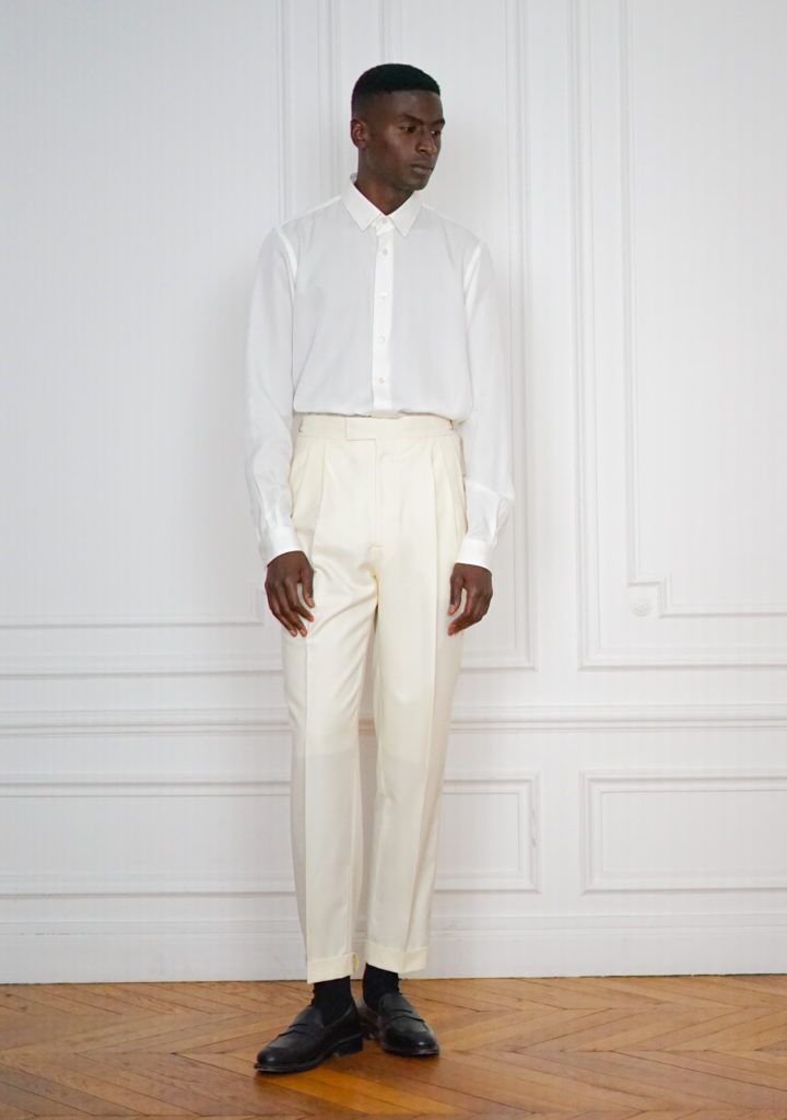 Pantalon Large Double Pinces Sur-Mesure Off-White | Rives Paris ©