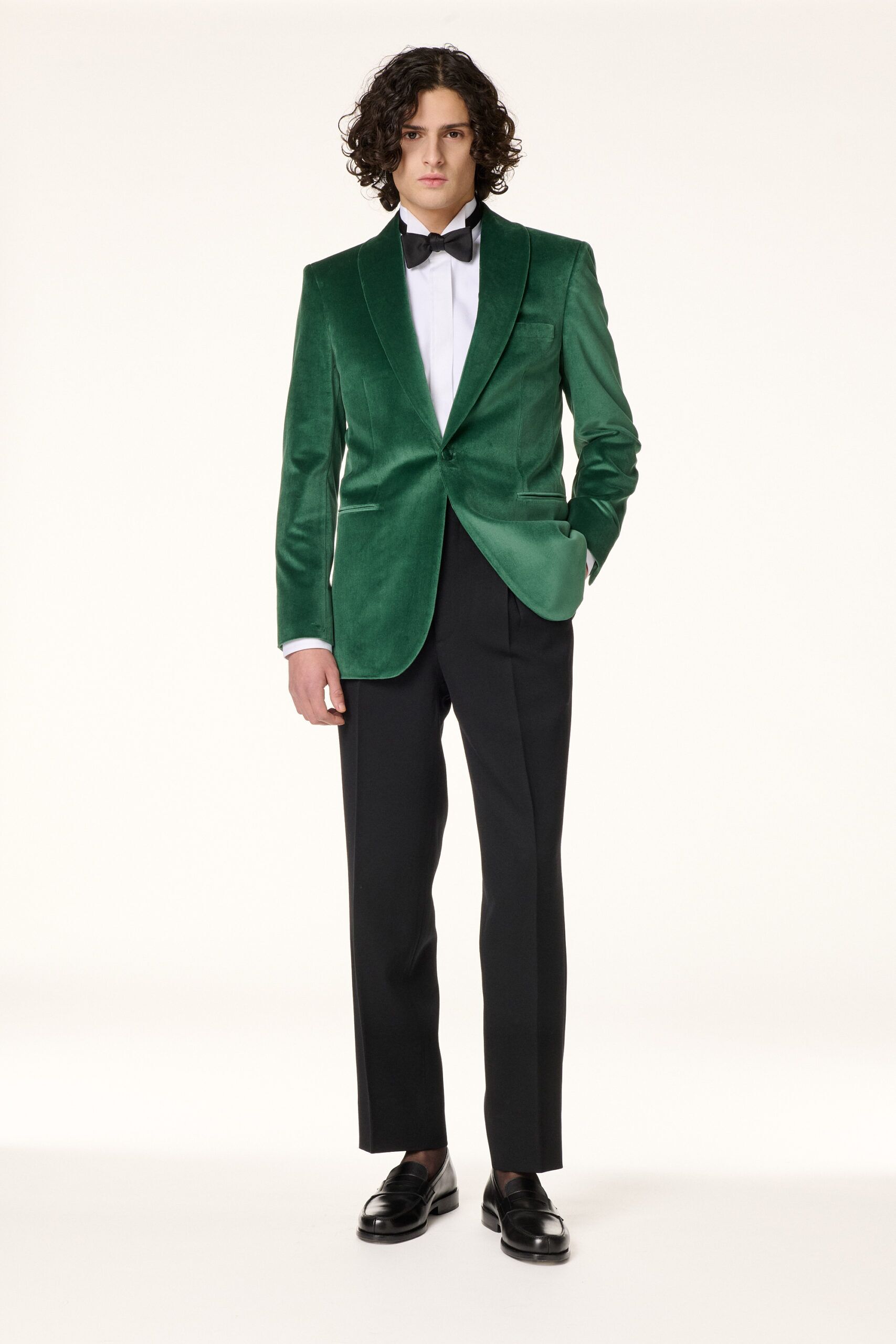 Veste Smoking Velours Vert Émeraude