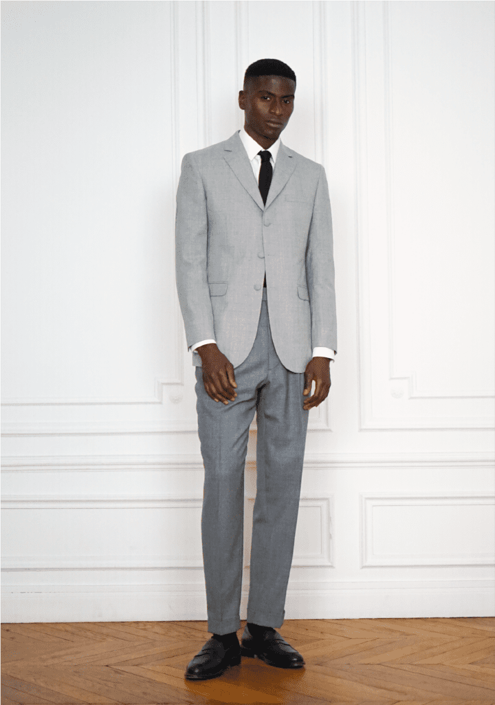 Veste 3 Boutons Sur-Mesure Gris Clair - Veste Droite | Rives Paris ©