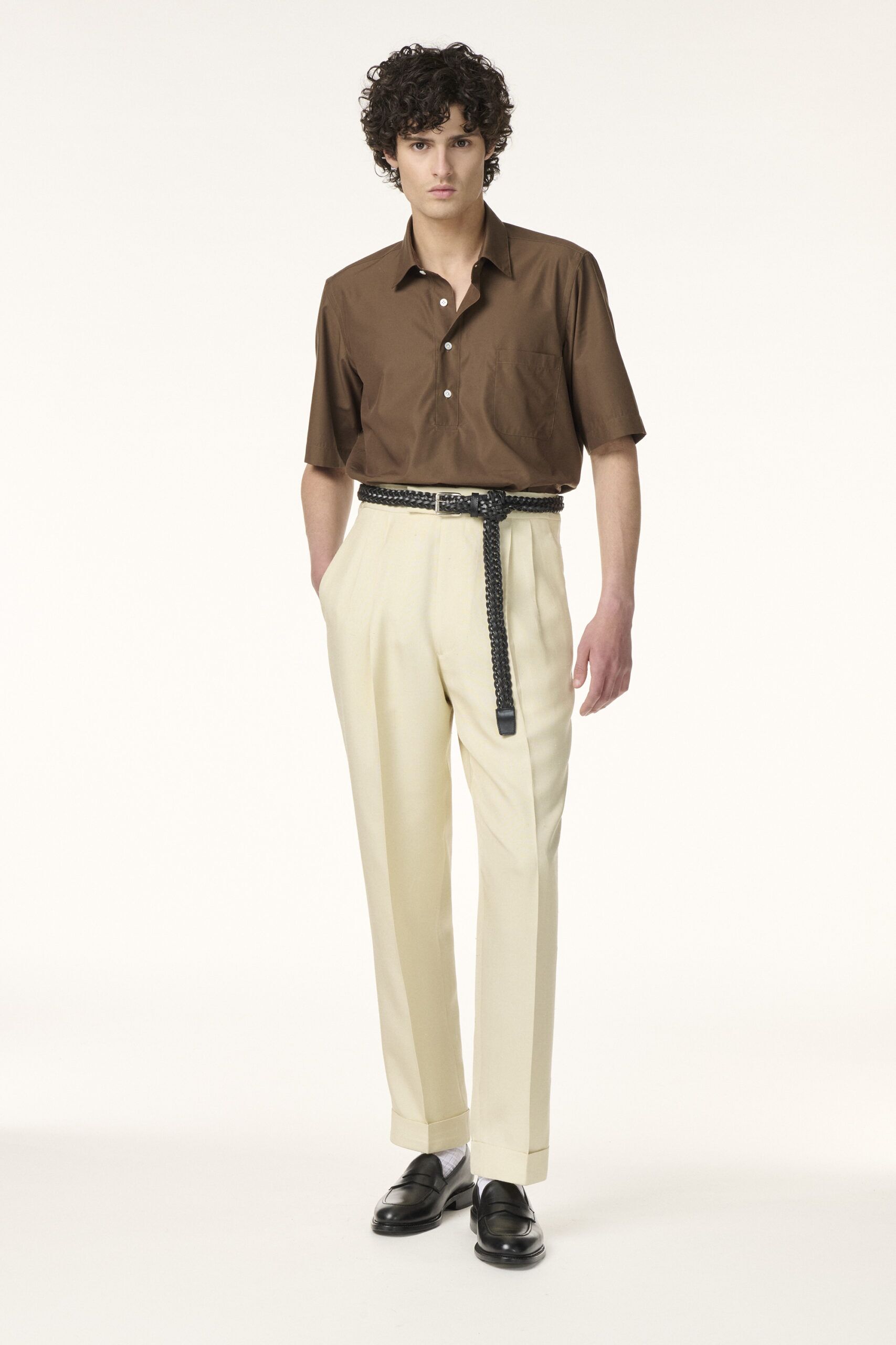 Trousers Tailor-made in Off-White Shantung de Soie | Rives Paris ©