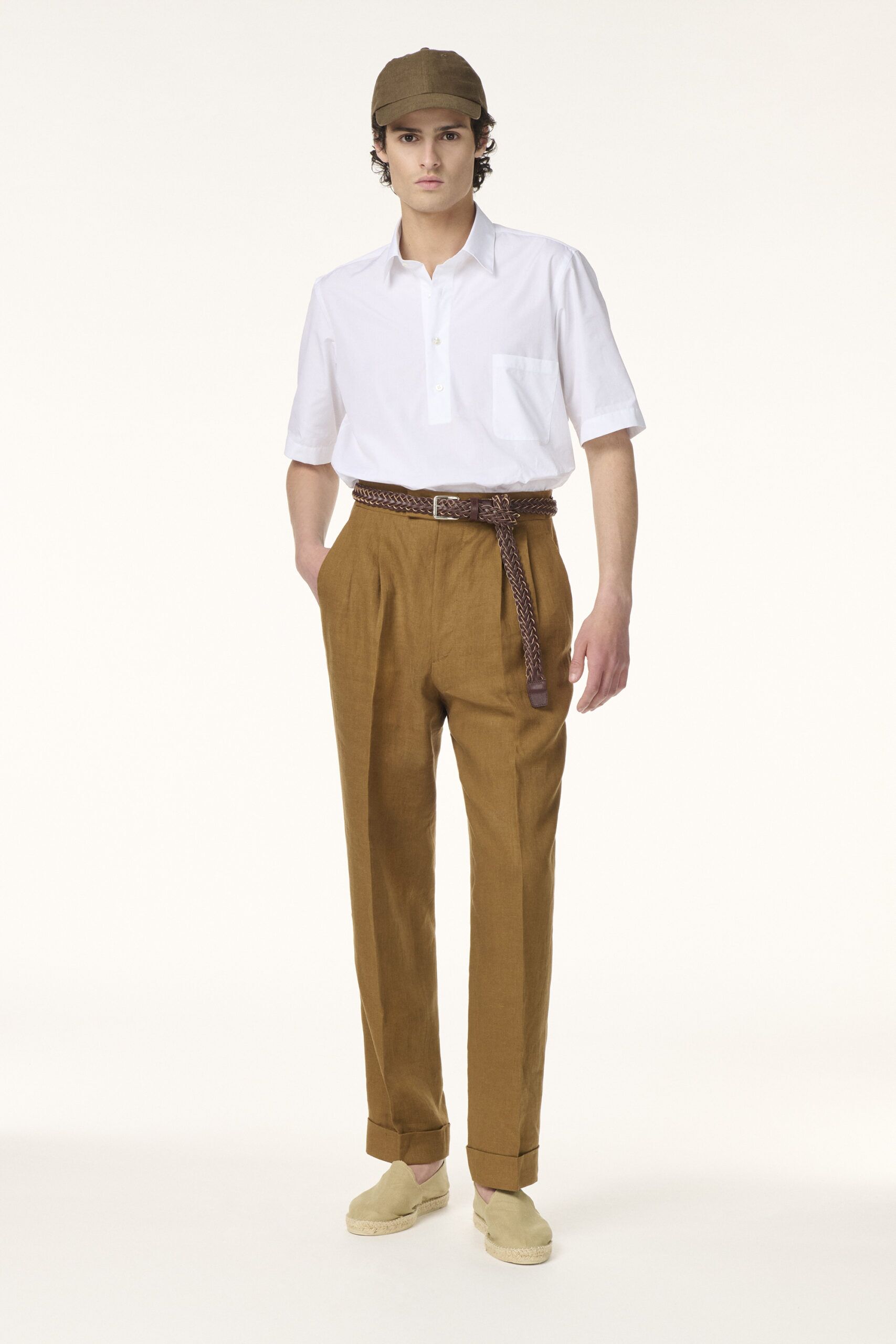Trousers Tailor-made in Linen Tabac Clair | Rives Paris © - Tailor-made in Linen Tabac Clair | Rives Paris