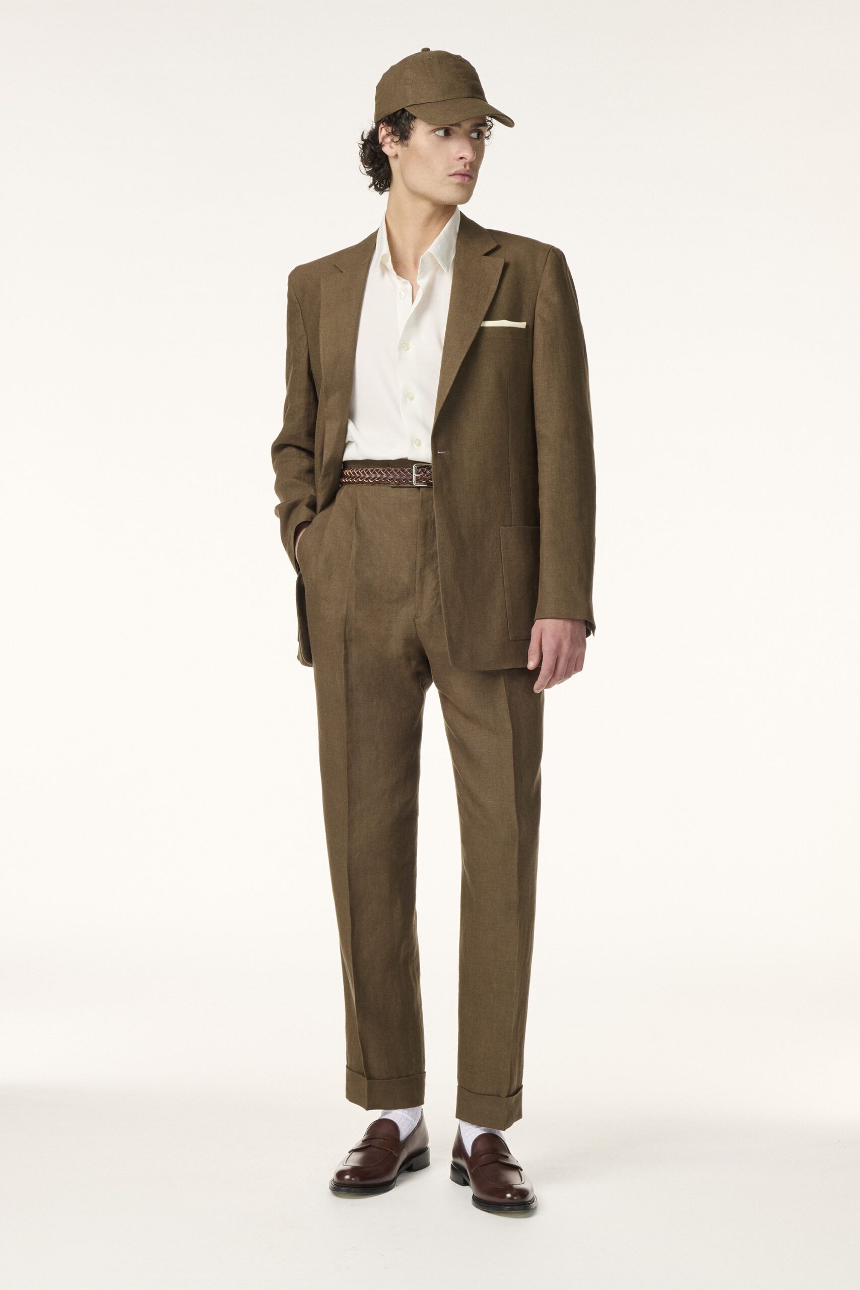 Costume en lin marron sur-mesure RIVES Paris