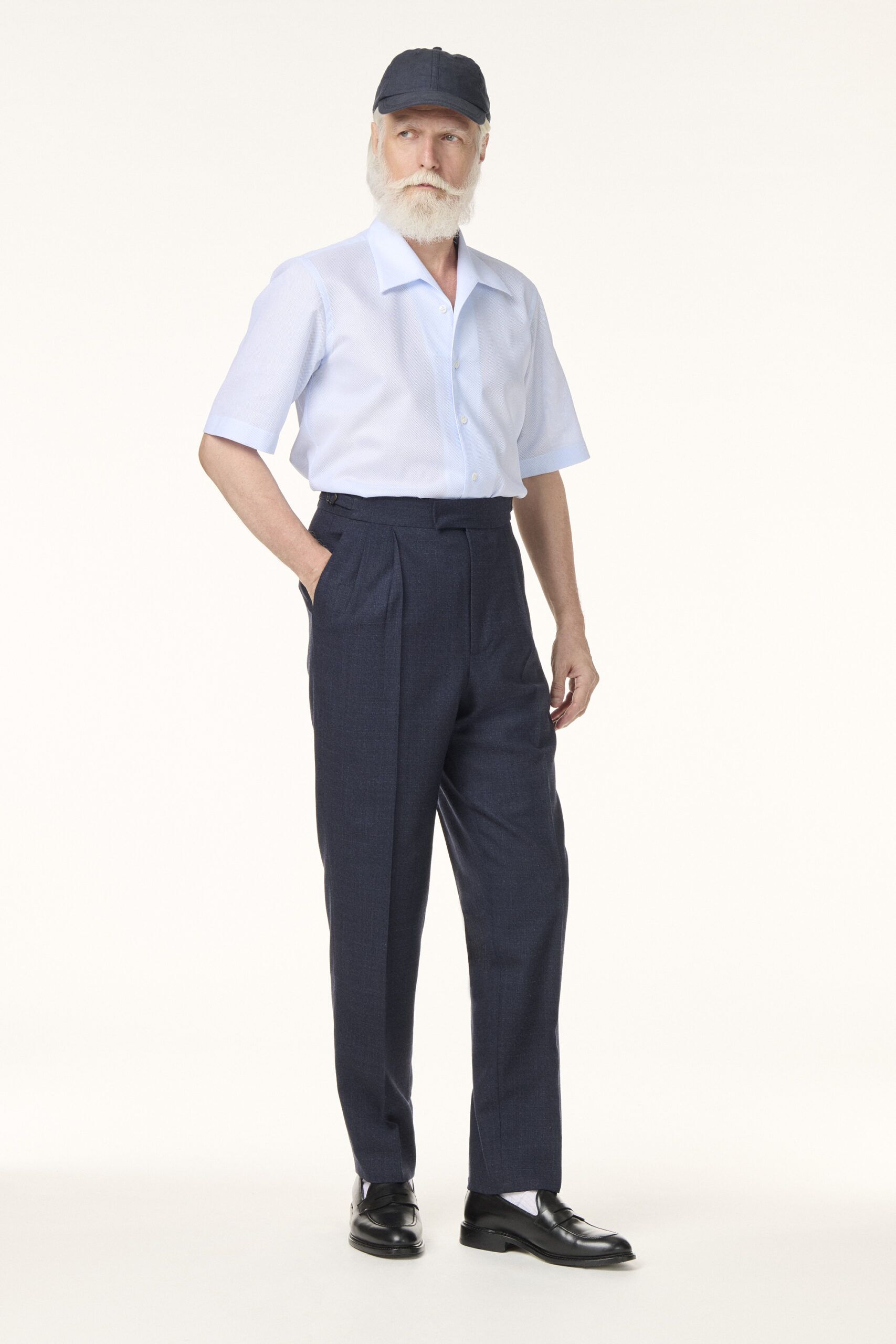 Chemise bleu clair et pantalon bleu marine sur-mesure RIVES Paris