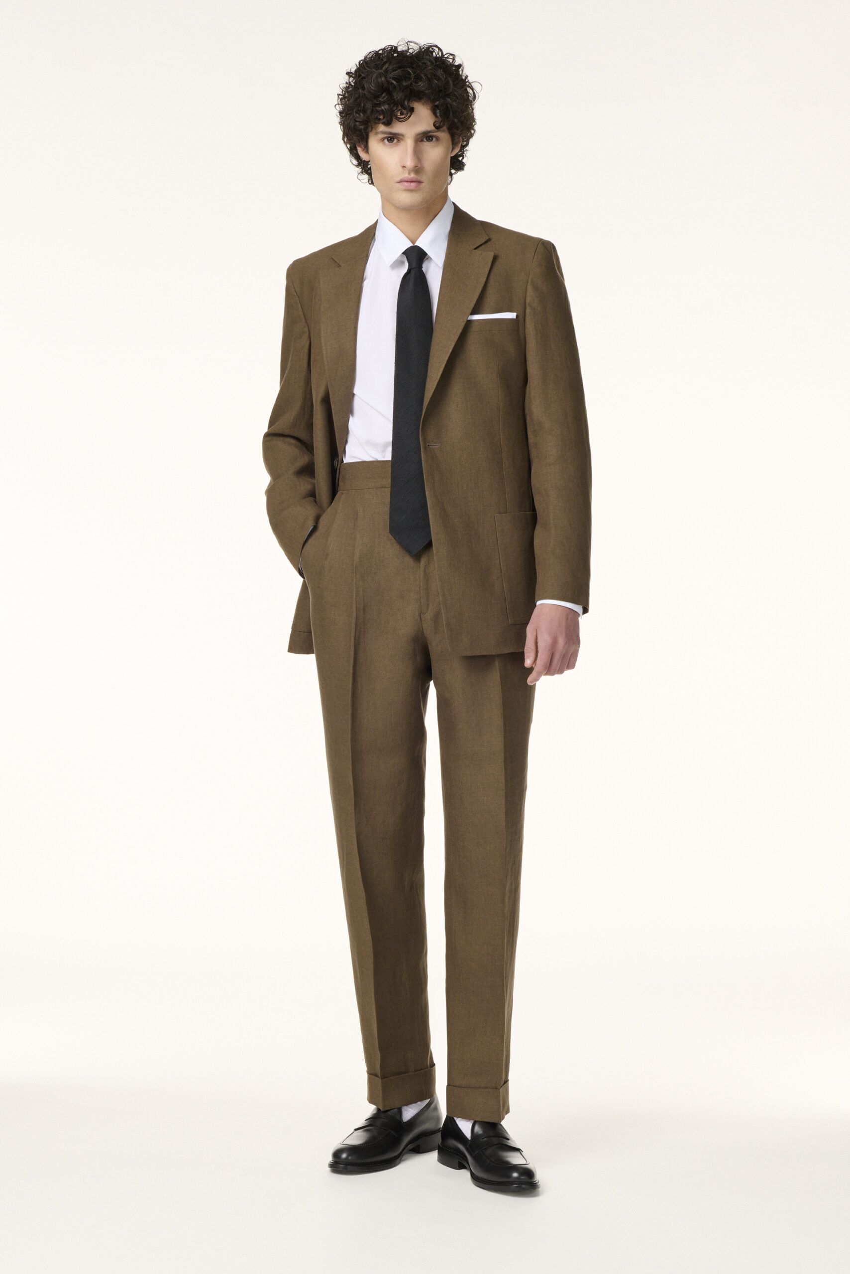Costume en lin marron sur-mesure RIVES Paris