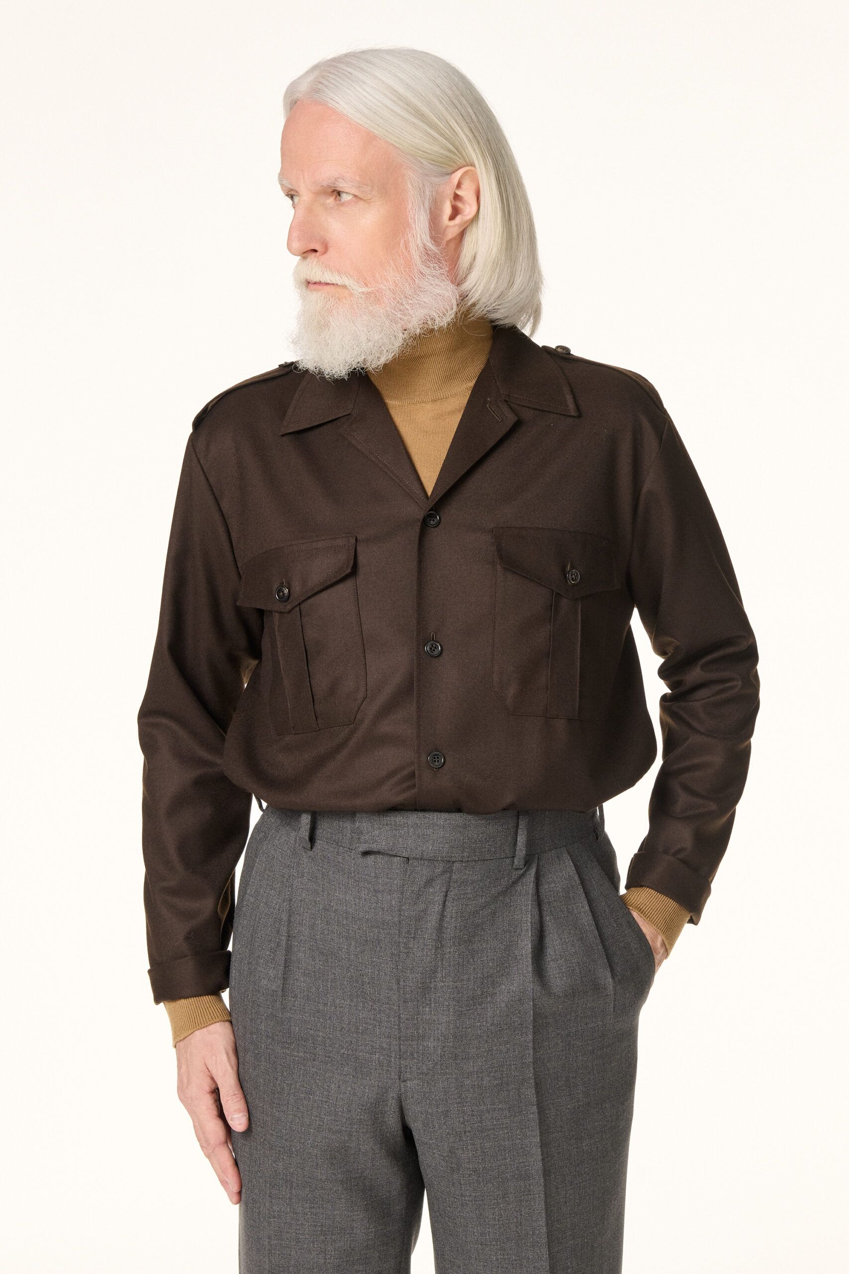 Sur-chemise Militaire Flanelle Marron