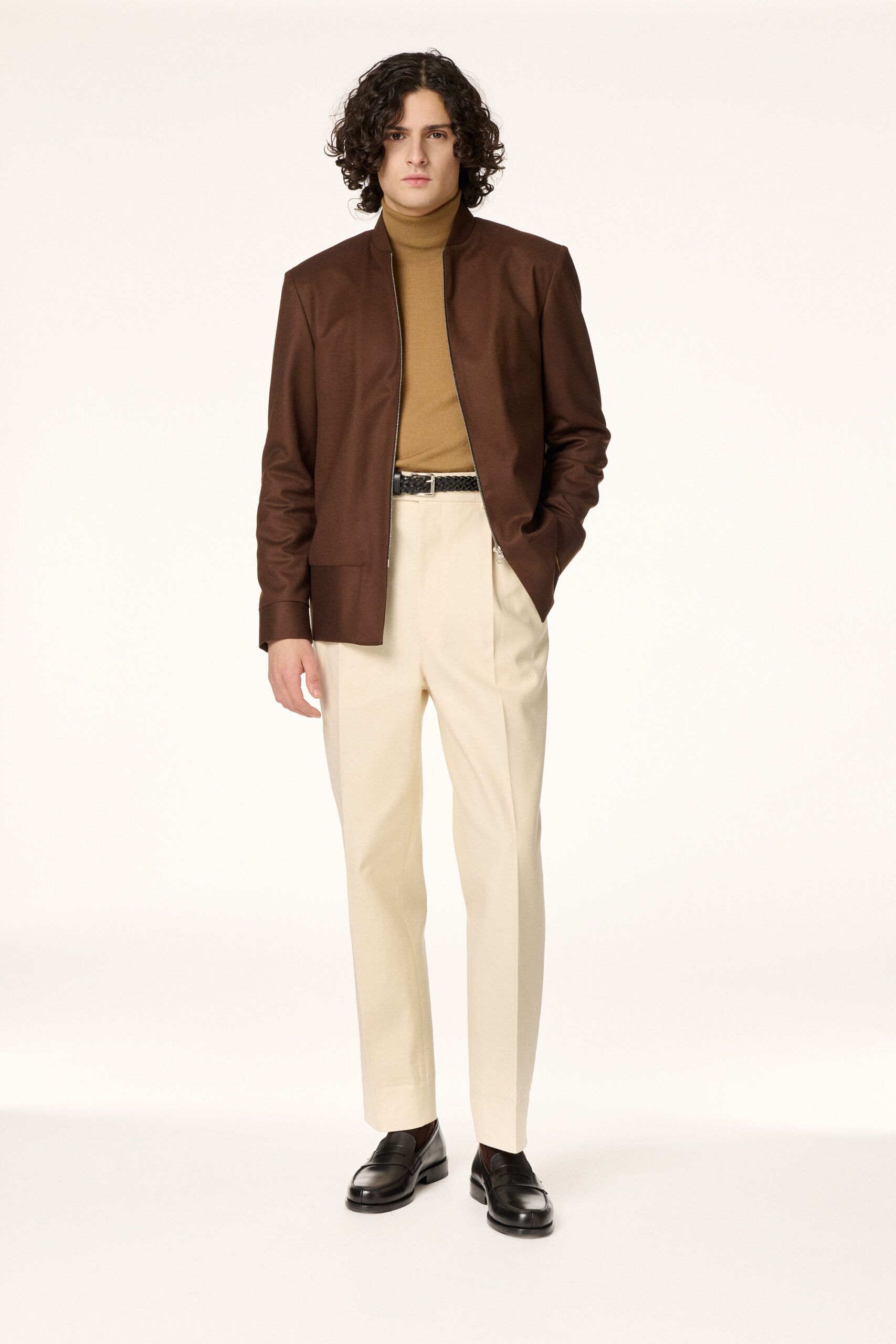 Tailor-made Bomber Flannel de Laine Marron | RIVES Paris © - RIVES Paris
