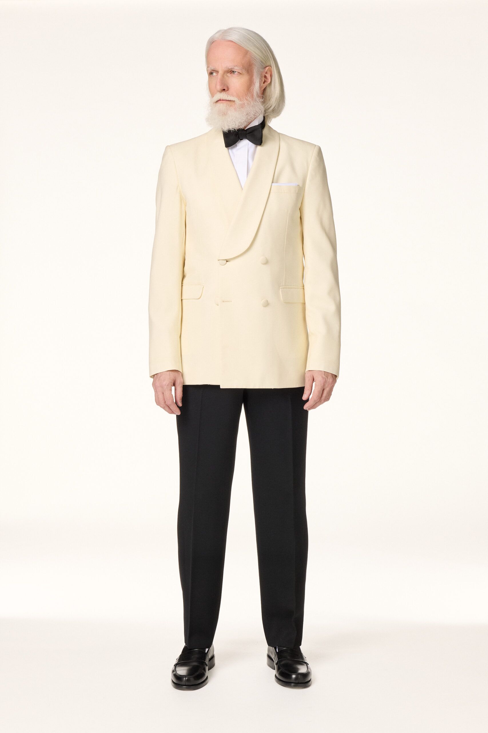 Veste de Smoking Croisée Blanc Cassé