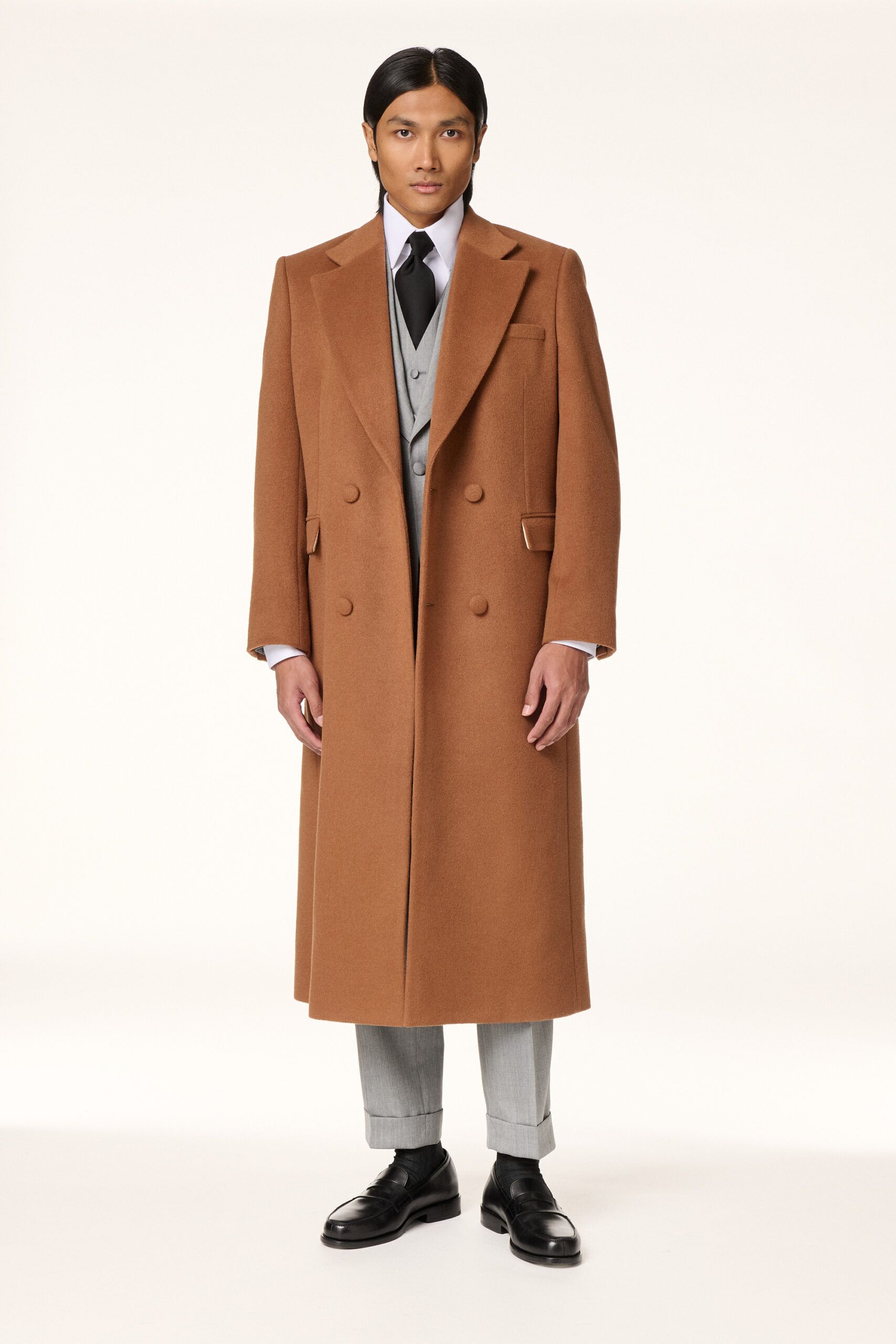 Camel Double-Breasted Coat