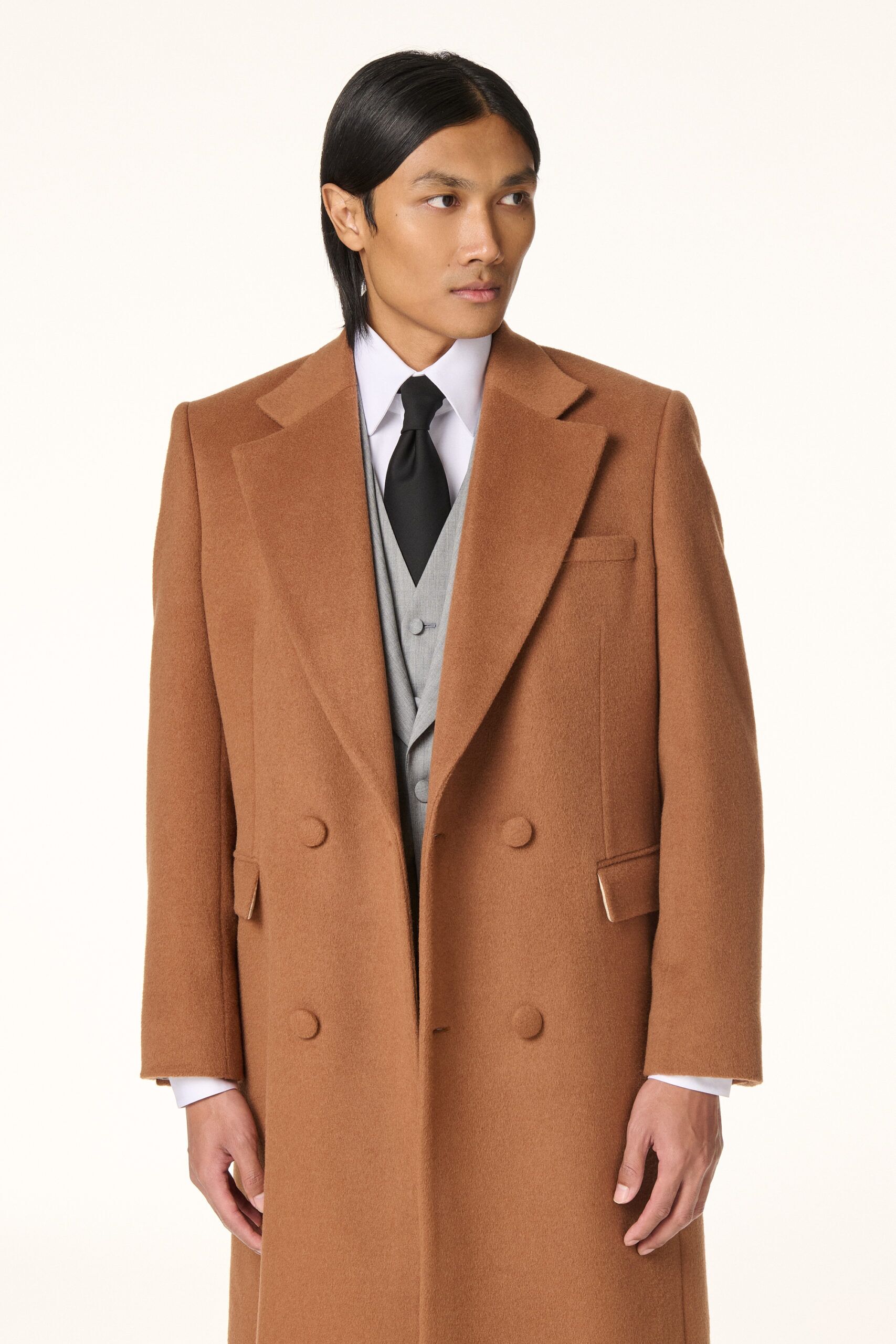 Camel Double-Breasted Coat