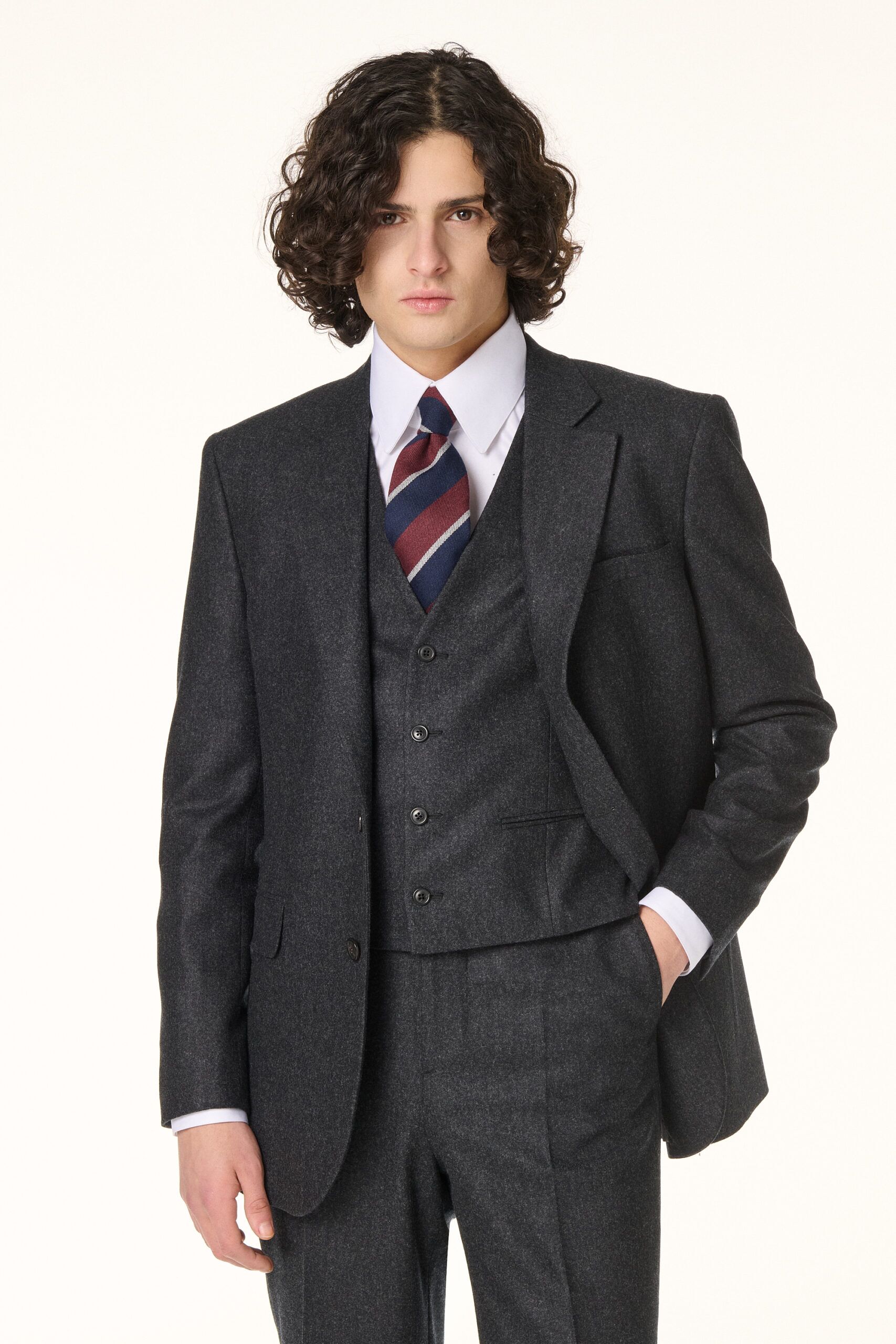 Costume 3 Pièces Flanelle Gris Anthracite