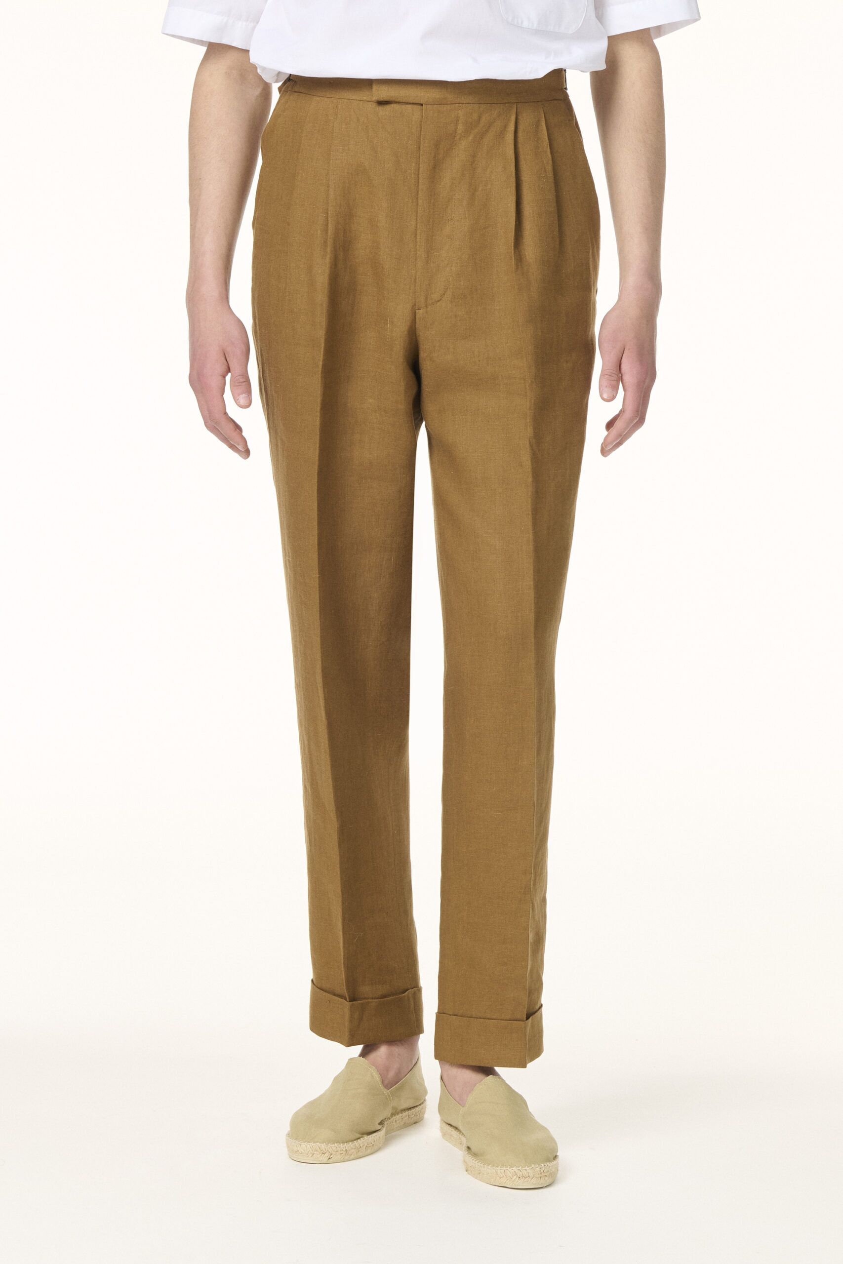 Pantalon Sur-Mesure en Lin Tabac Clair | Rives Paris © /2