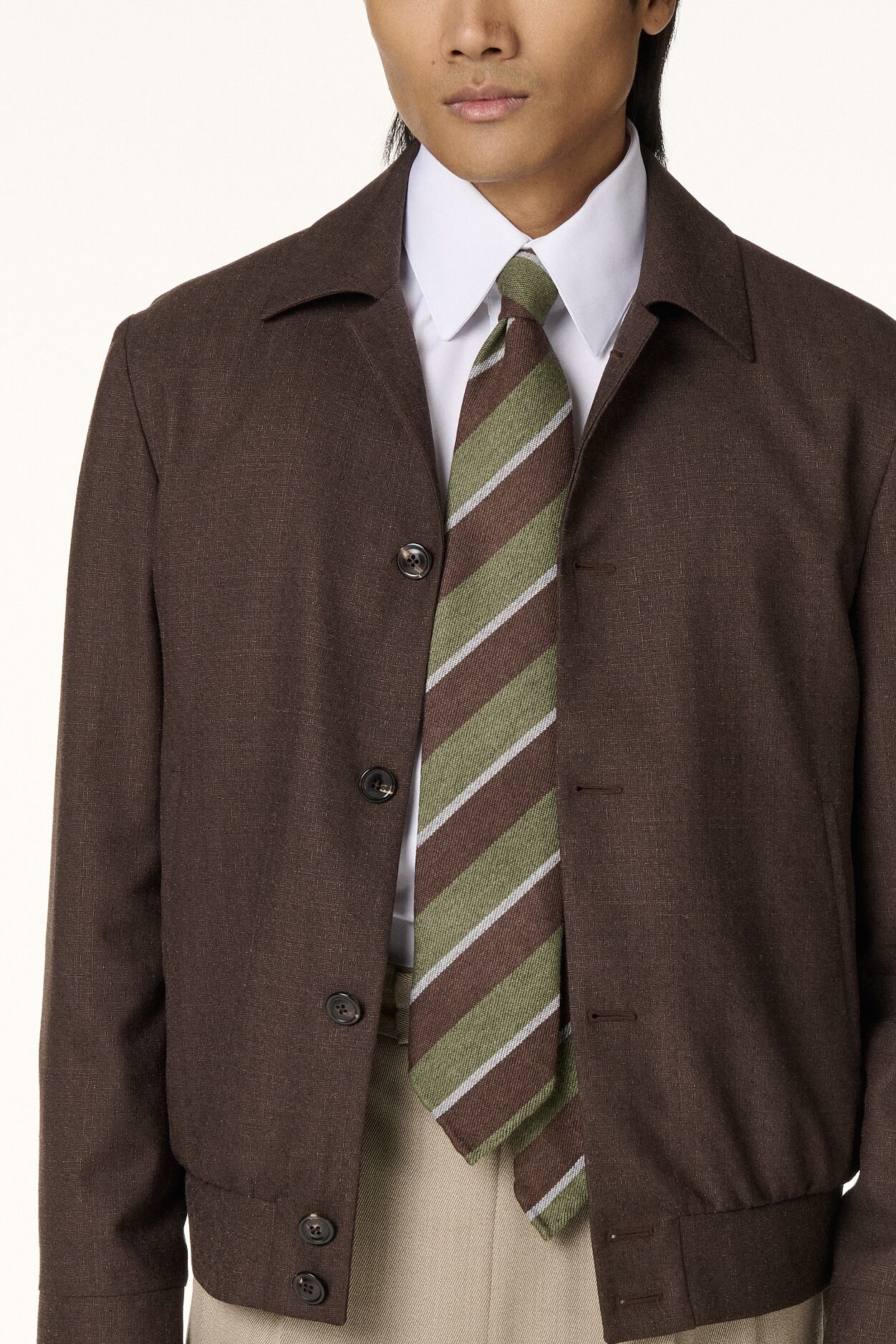 BROWN CLUB CASHMERE & WOOL TIE